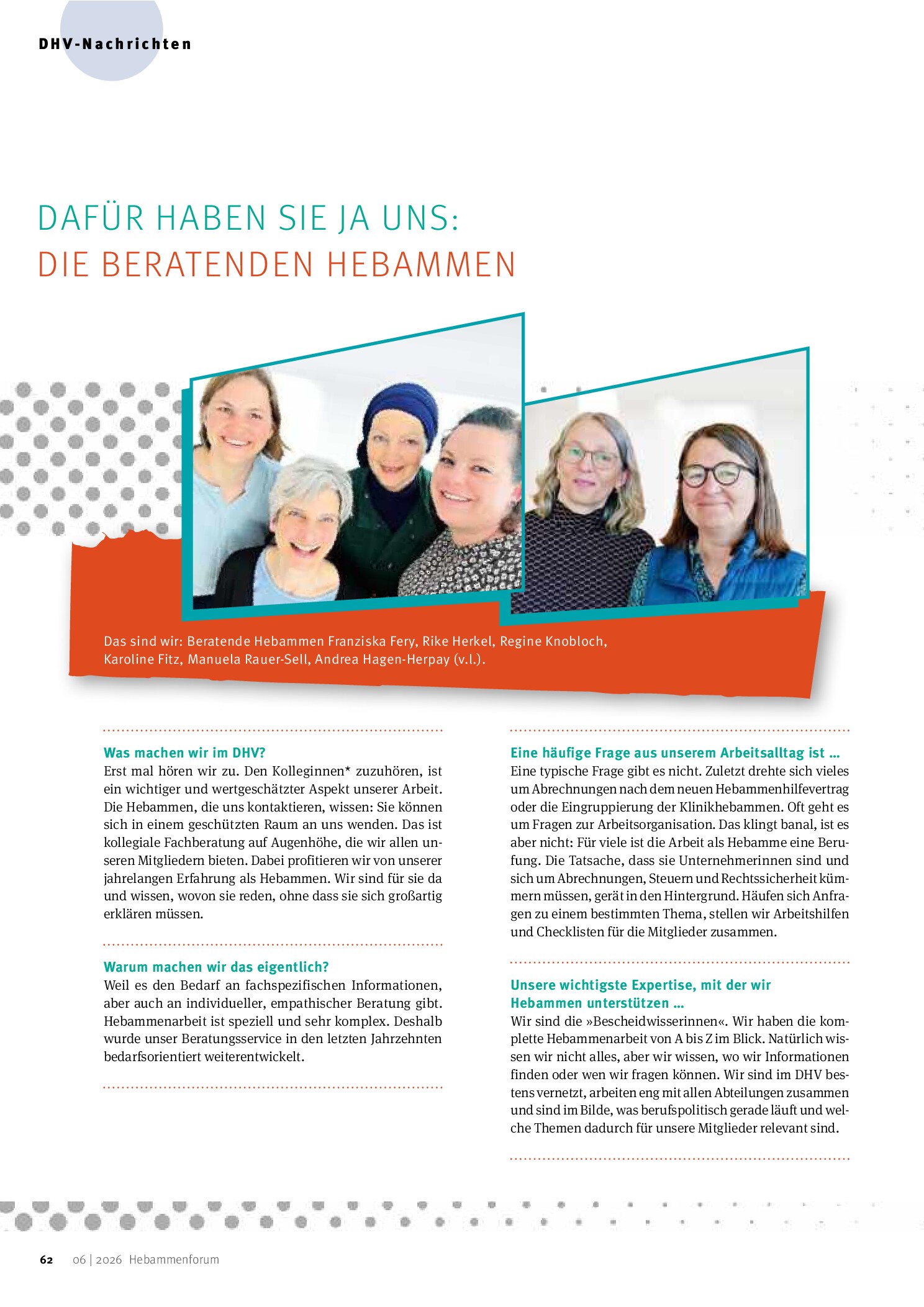 Vorschauseite 1: Dafür haben Sie ja uns: Die beratenden Hebammen