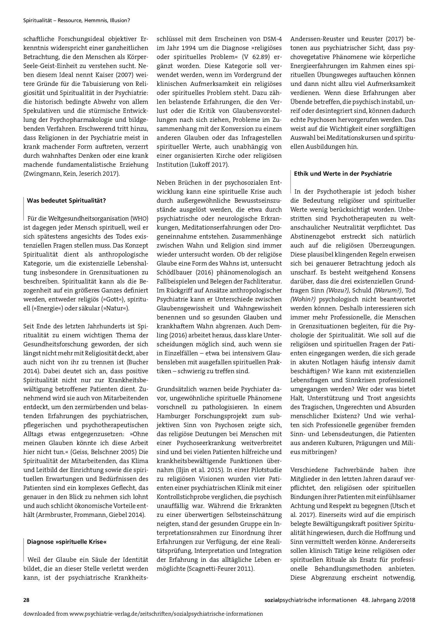 Vorschauseite 2: Spiritualität in der Psychiatrie