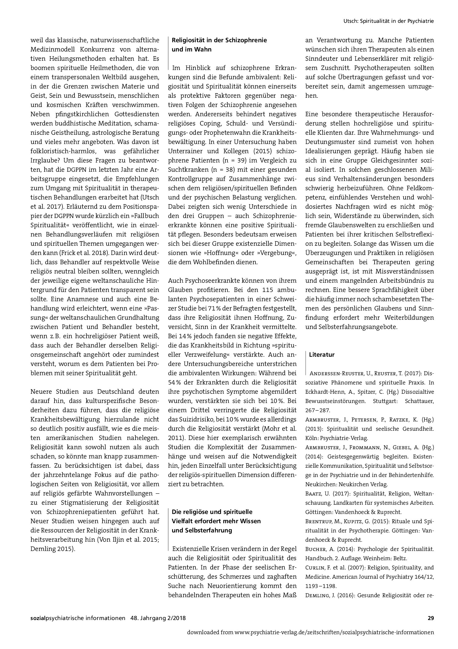 Vorschauseite 3: Spiritualität in der Psychiatrie