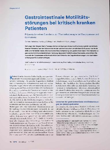 Vorschauseite 1: Gastrointestinale Motilitätsstörungen bei kritisch kranken Patienten