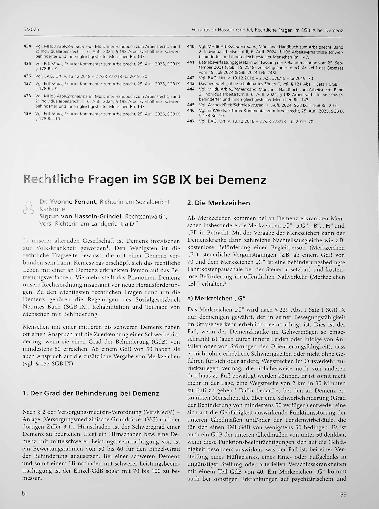 Vorschauseite 1: Rechtliche Fragen im SGB IX bei Demenz
