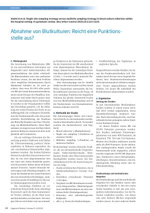 Vorschauseite 1: Abnahme von Blutkulturen: Reicht eine Punktionsstelle aus?