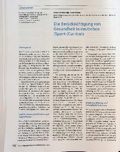Vorschauseite 1: Die Berücksichtigung von Gesundheit in deutschen (Sport-)Curricula