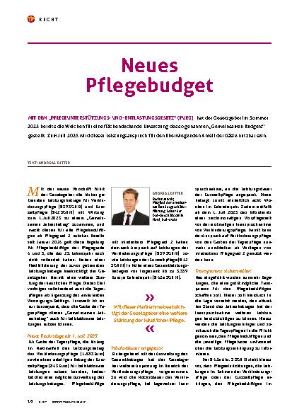 Vorschauseite 1: Neues Pflegebudget