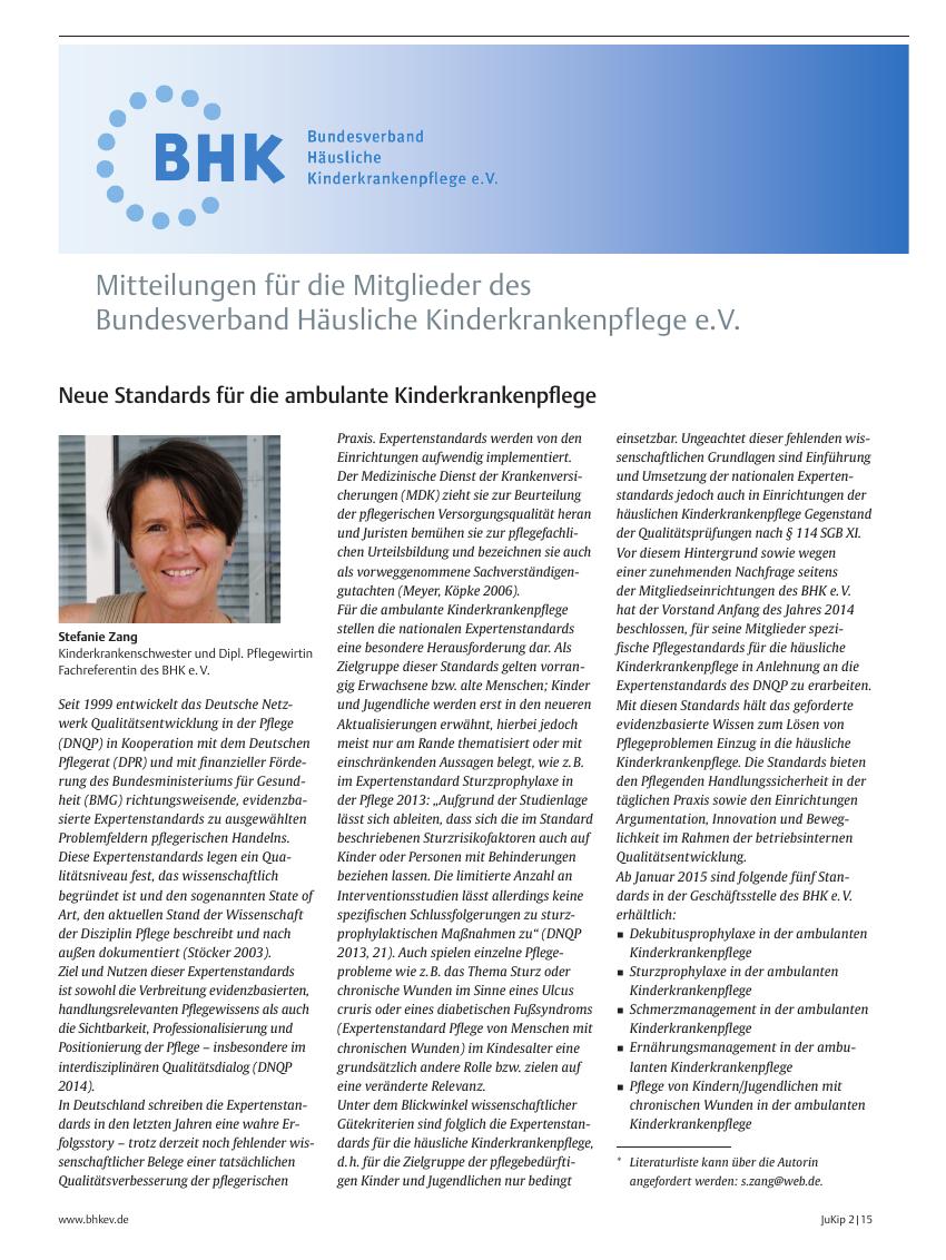 Vorschauseite 1: Mitteilungen für die Mitglieder des Bundesverband Häusliche Kinderkrankenpflege e.V.