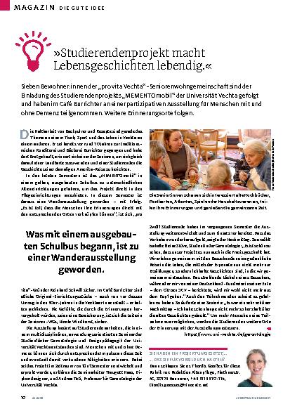Vorschauseite 1: "Studierendenprojekt macht Lebensgeschichten lebendig."