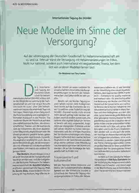 Vorschauseite 1: Neue Modelle im Sinne der Versorgung?