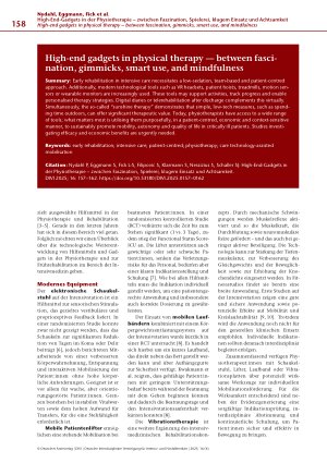 Vorschauseite 2: High-End-Gadgets in der Physiotherapie – zwischen Faszination, Spielerei, klugem Einsatz und Achtsamkeit