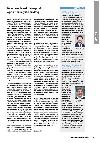 Vorschauseite 1: Gesetzentwurf dringend optimierungsbedürftig