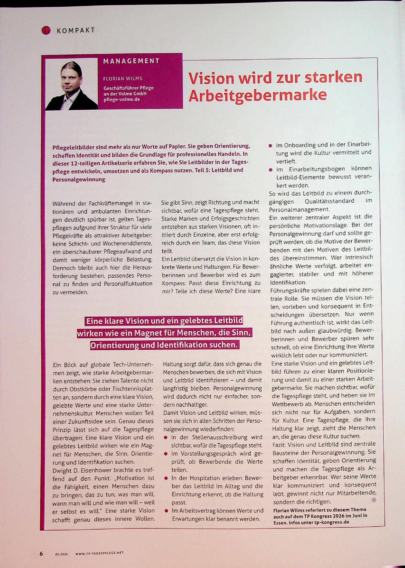 Vorschauseite 1: Vision wird zur starken Arbeitgebermarke