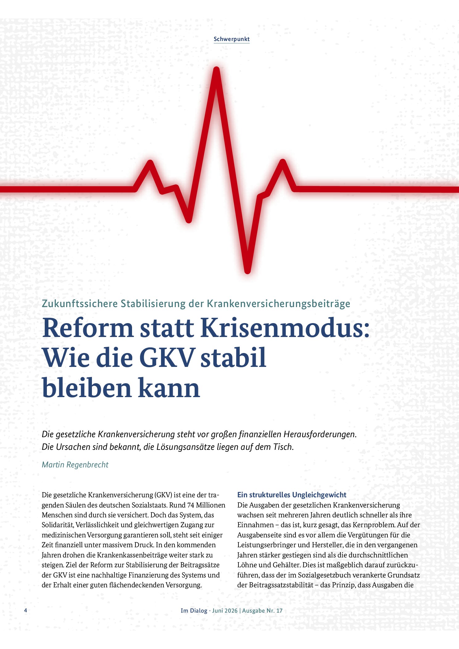 Vorschauseite 1: Reform statt Krisenmodus: Wie die GKV stabil bleiben kann