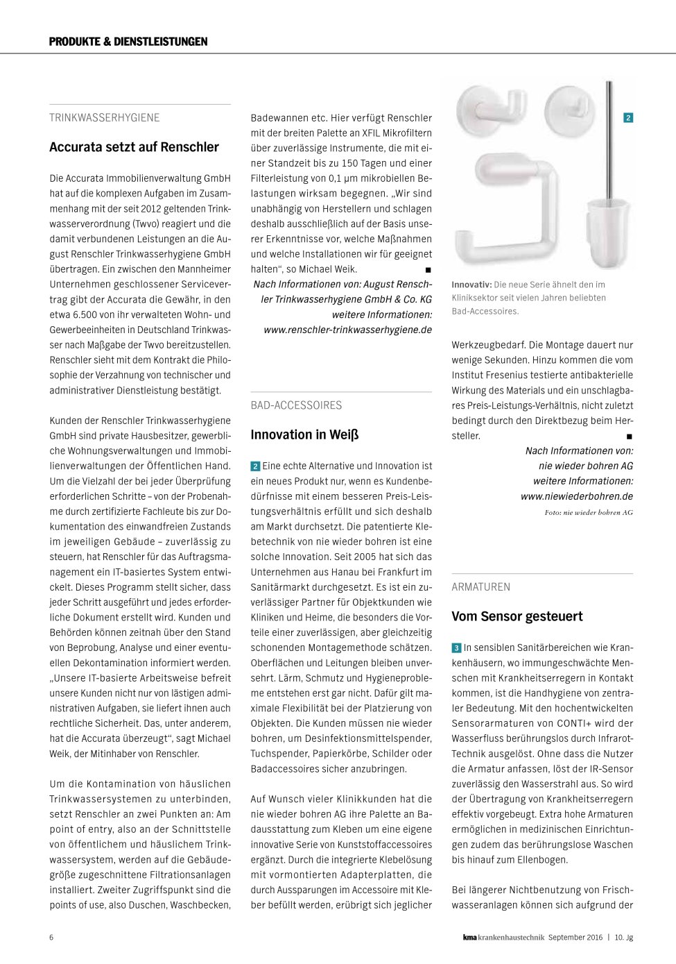 Vorschauseite 1: Trinkwasserhygiene: Accurata setzt auf Renschler