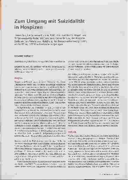 Vorschauseite 1: Zum Umgang mit Suizidalität in Hospizen