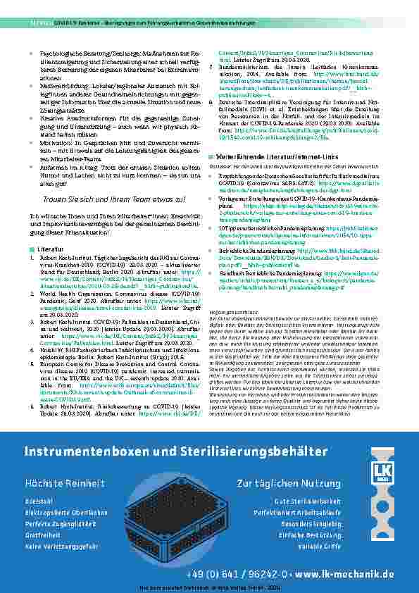 Vorschauseite 3: COVID-19-Pandemie – Überlegungen zum Führungsverhalten in Einrichtungen des Gesundheitswesens
