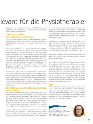 Vorschauseite 2: Sehfunktionsstörungen vielschichtig und auch relevant für die Physiotherapie