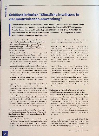 Vorschauseite 1: Schlüsselkriterien "Künstliche Intelligenz in der medizinischen Anwendung"