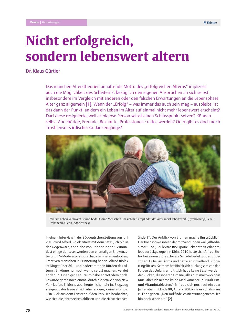 Vorschauseite 1: Nicht erfolgreich, sondern lebenswert altern
