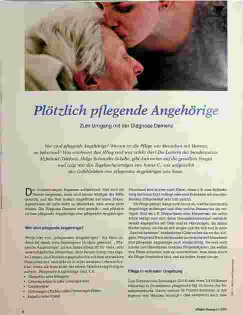 Vorschauseite 1: Plötzlich pflegende Angehörige: Zum Umgang mit der Diagnose Demenz