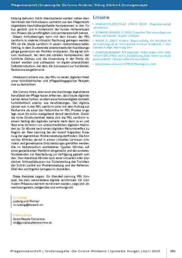 Vorschauseite 2: Problem Based Learning als digitale Lernform – Rückblick und Ausblick