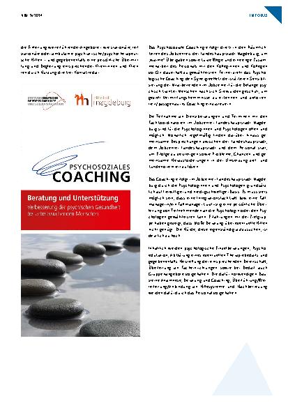 Vorschauseite 2: Psychosoziales Coaching in der Landeshauptstadt Magdeburg als kommunale Eingliederungsleistung nach §16a SGB II.