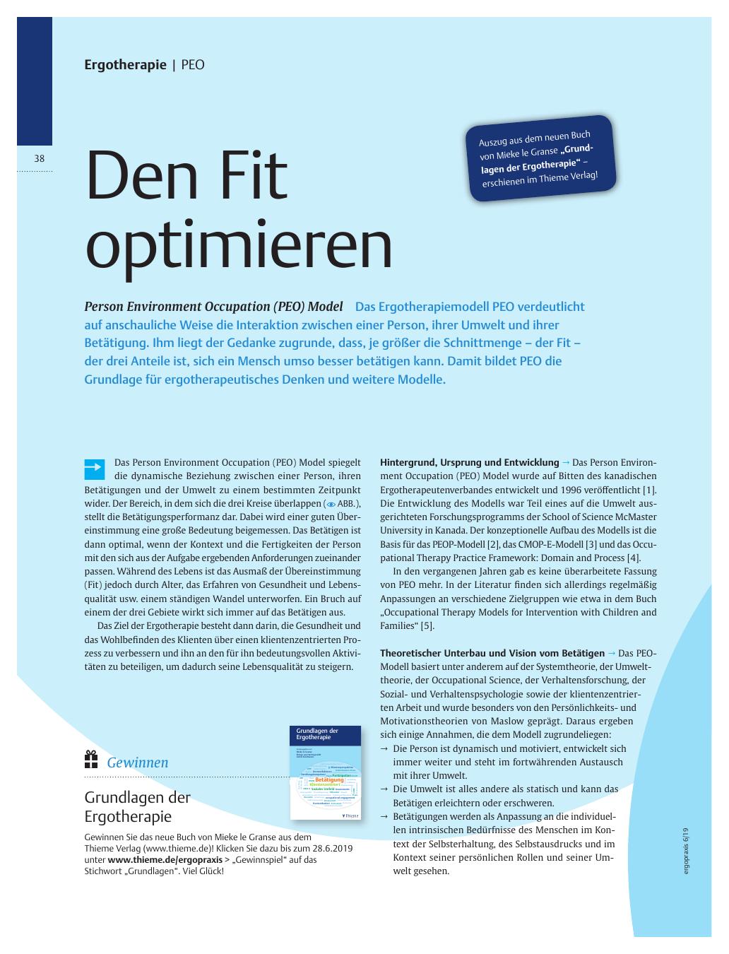 Vorschauseite 1: Den Fit optimieren ? Person Environment Occupation (PEO) Model