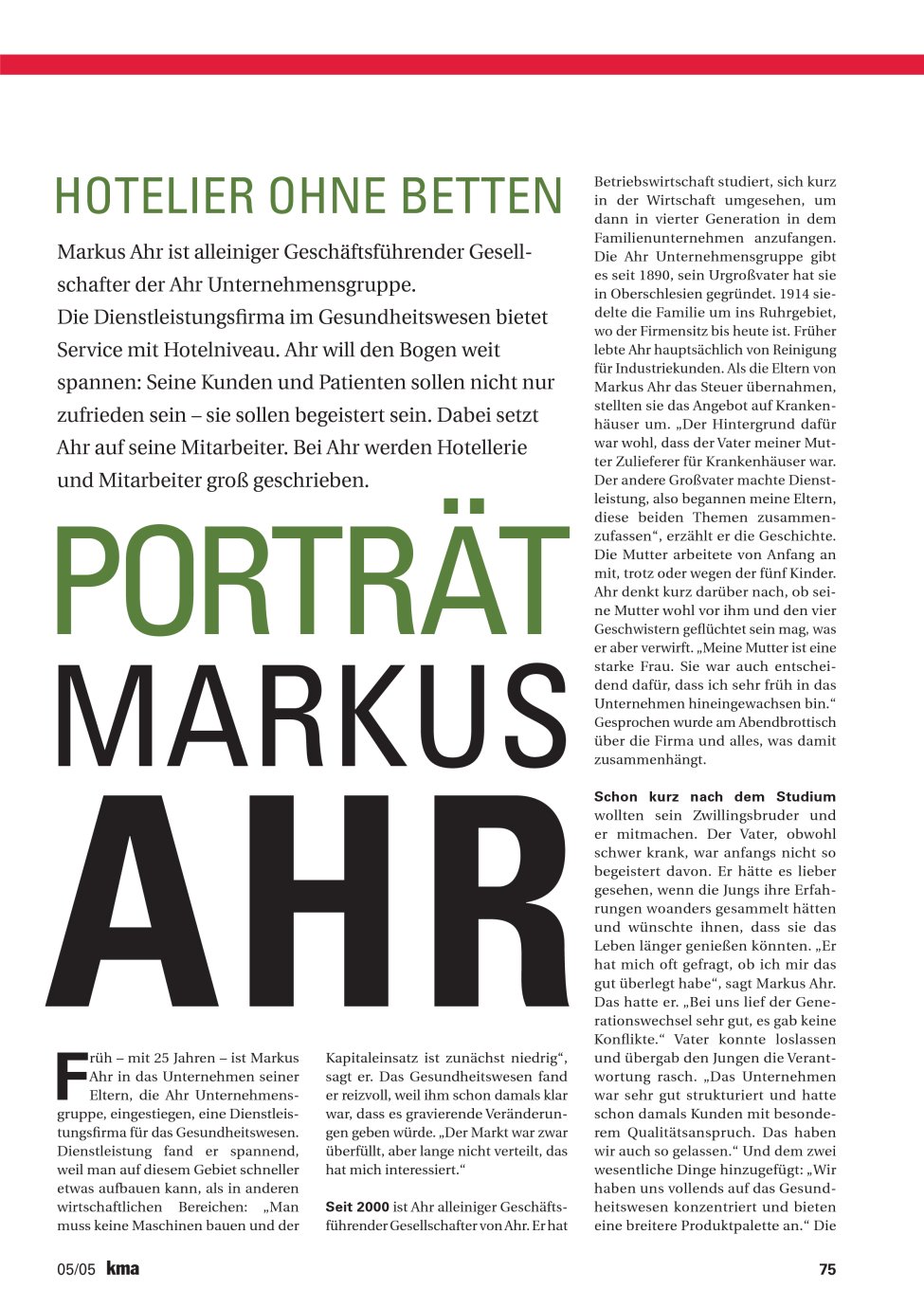 Vorschauseite 1: Porträt Markus Ahr
