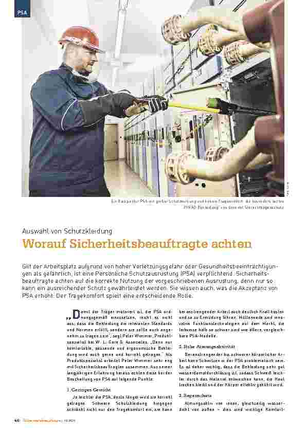Vorschauseite 1: Auswahl von Schutzkleidung - Worauf Sicherheitsbeauftragte achten