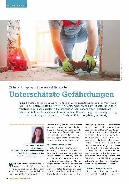 Vorschauseite 1: Sicherer Umgang mit Lasern auf Baustellen - Unterschätzte Gefährdungen