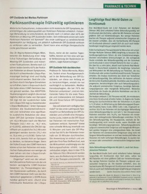 Vorschauseite 1: Parkinsontherapie frühzeitig optimieren