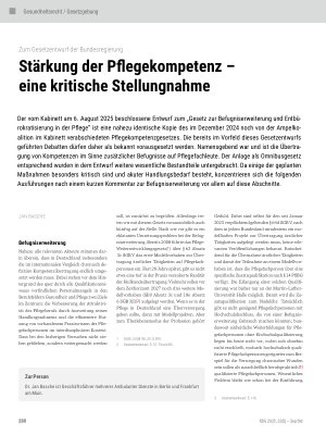 Vorschauseite 1: Stärkung der Pflegekompetenz – eine kritische Stellungnahme