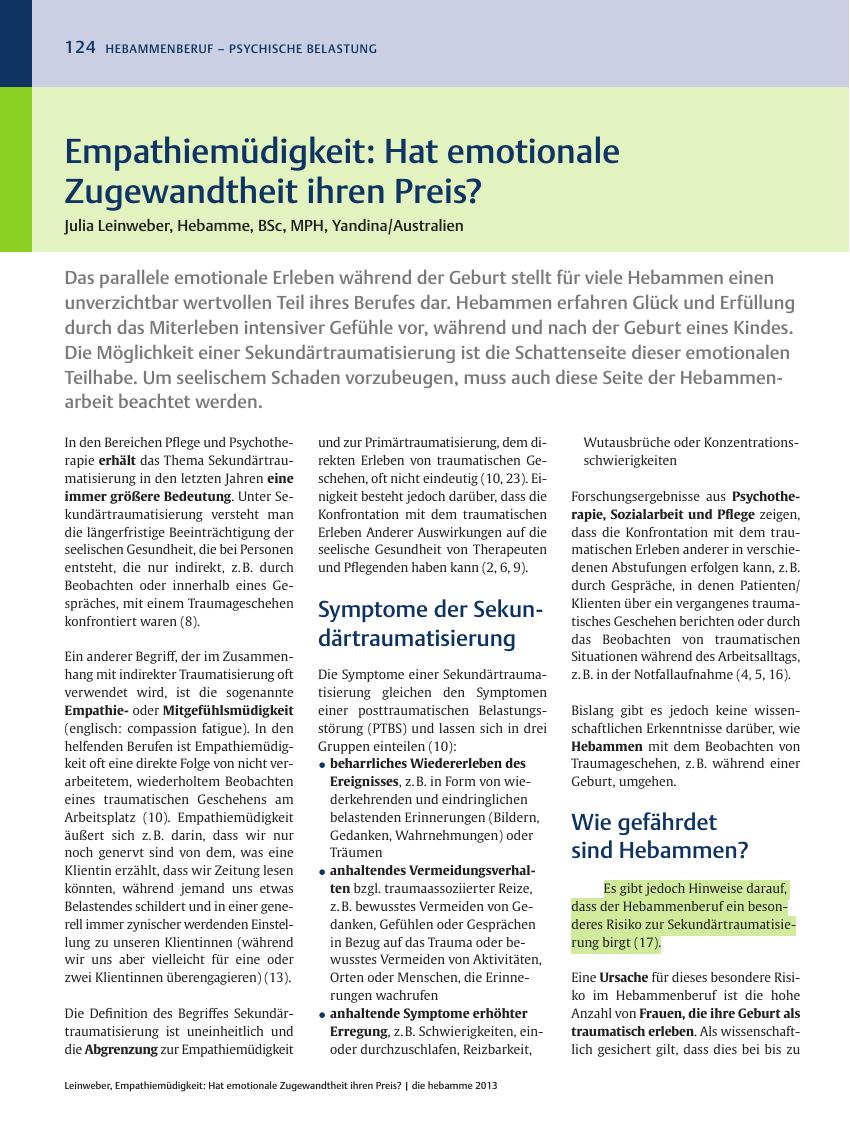 Vorschauseite 1: Empathiemüdigkeit: Hat emotionale Zugewandtheit ihren Preis?