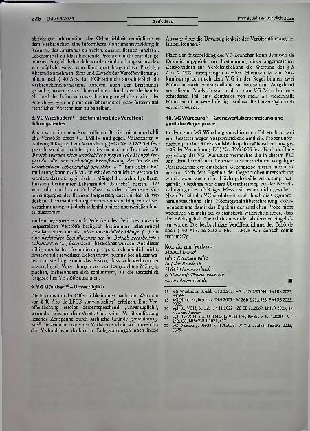 Vorschauseite 5: Jahresrückblick Rechtsprechung 2023 zum Verbraucherinformationsrecht