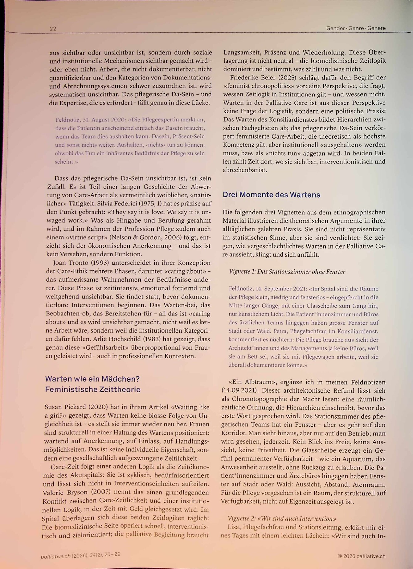 Vorschauseite 3: Die Zeit der anderen: Warten und Gender in der Palliative Care