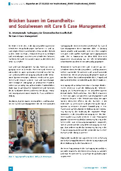 Vorschauseite 1: Brücken bauen im Gesundheitsund Sozialwesen mit Care & Case Management