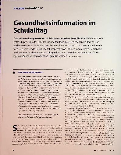 Vorschauseite 1: Gesundheitsinformation im Schulalltag