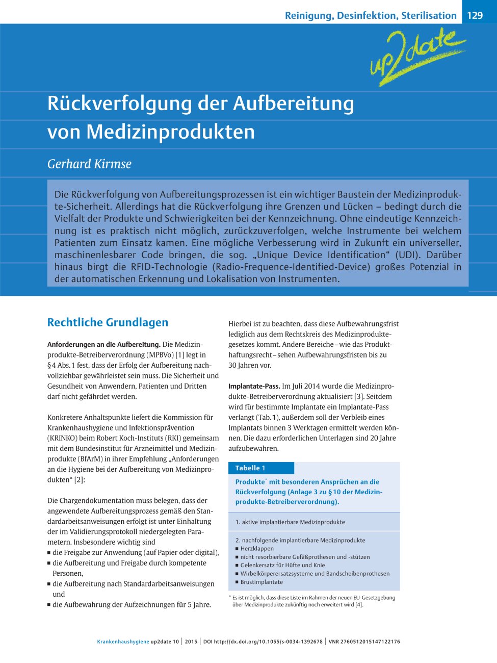 Vorschauseite 1: Rückverfolgung der Aufbereitung von Medizinprodukten