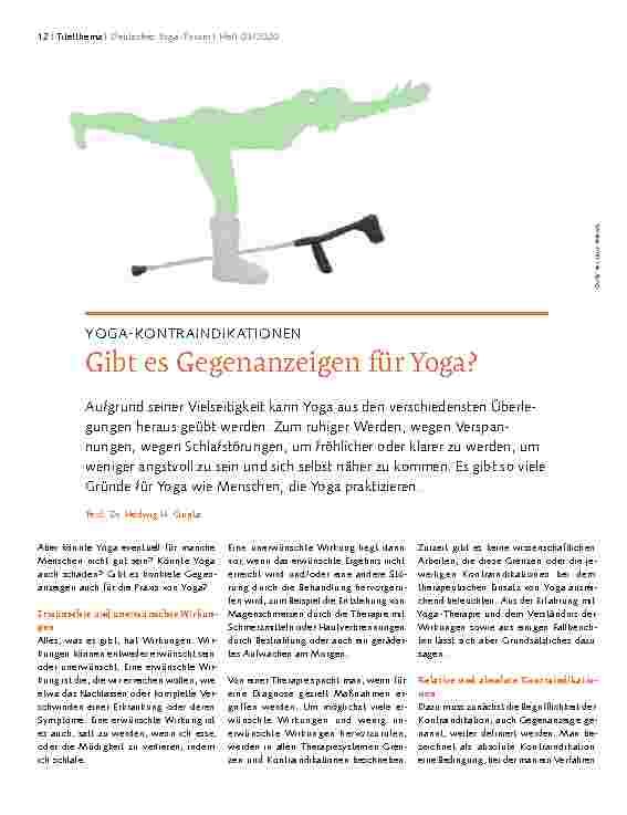Vorschauseite 1: YOGA-KONTRAINDIKATIONEN Gibt es Gegenanzeigen für Yoga?