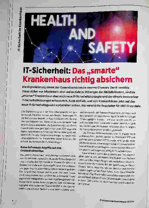 Vorschauseite 1: IT-Sicherheit: Das „smarte“ Krankenhaus richtig absichern