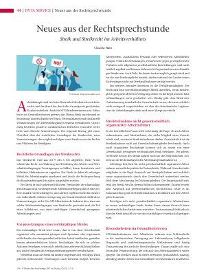 Vorschauseite 1: Neues aus der Rechtsprechstunde Streik und Streikrecht im Arbeitsverhältnis