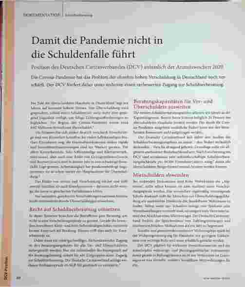 Vorschauseite 1: Damit die Pandemie nicht in die Schuldenfalle führt.