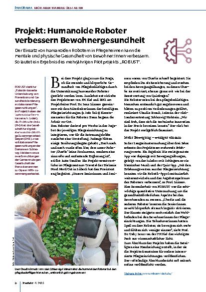 Vorschauseite 1: Projekt: Humanoide Roboter verbessern Bewohnergesundheit