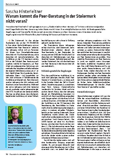 Vorschauseite 1: Warum kommt die Peer-Beratung in der Steiermark nicht voran?