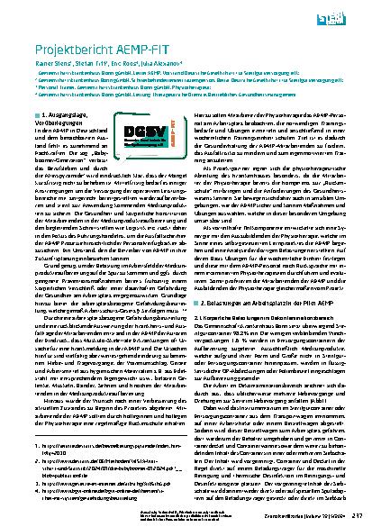 Vorschauseite 1: Projektbericht AEMP-FIT
