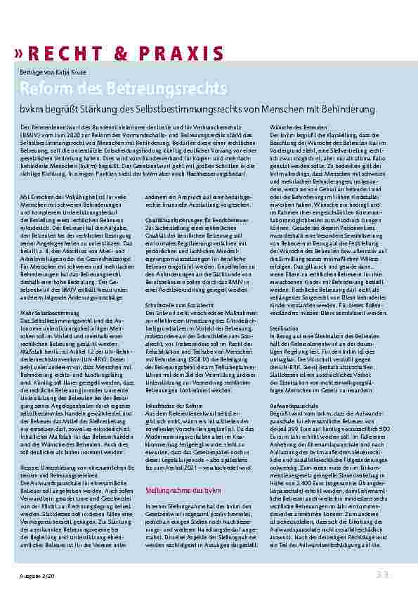 Vorschauseite 1: Reform des Betreuungsrechts: BVKM begrüßt Stärkung des Selbstbestimmungsrechts von Menschen mit Behinderung