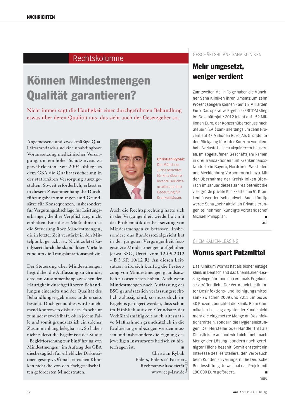 Vorschauseite 1: Können Mindestmengen Qualität garantieren?