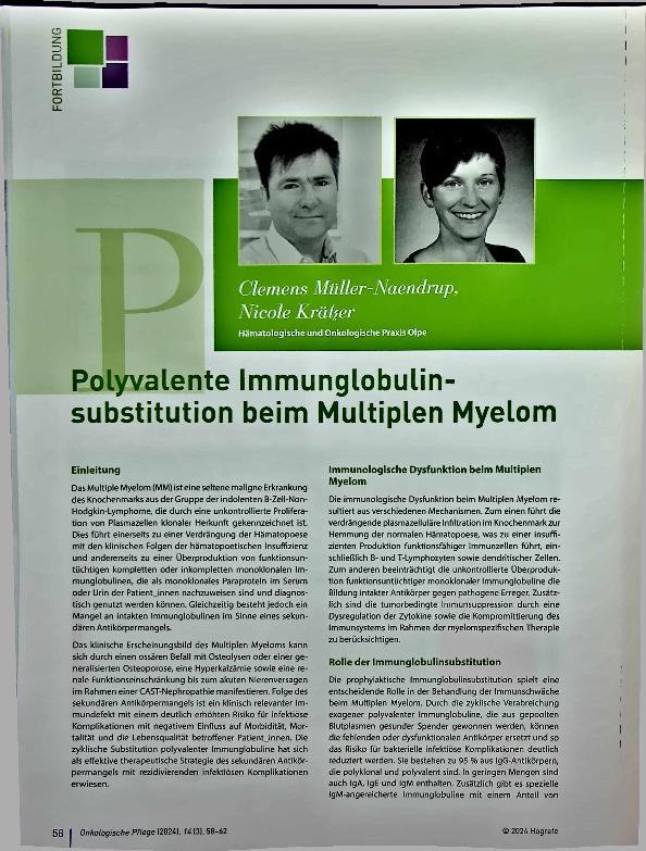 Vorschauseite 1: Polyvalente Immunglobulin-Substitution beim Multiplen Myelom