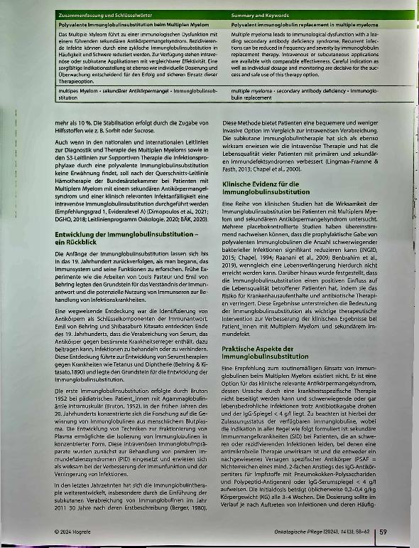 Vorschauseite 2: Polyvalente Immunglobulin-Substitution beim Multiplen Myelom