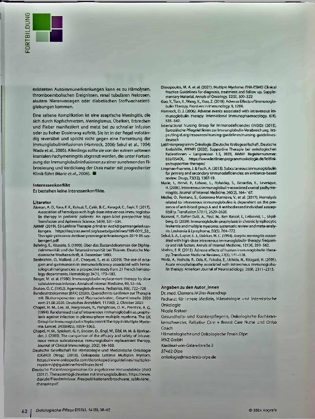 Vorschauseite 5: Polyvalente Immunglobulin-Substitution beim Multiplen Myelom