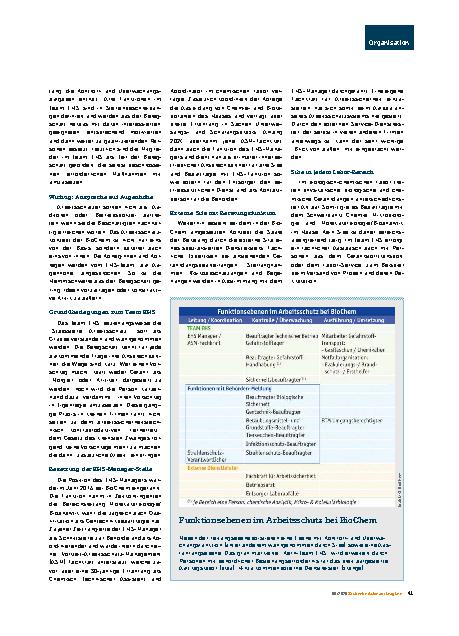 Vorschauseite 3: Aufbau eines neuen Arbeitsschutzkonzepts bei BioChem – Teil 1 Arbeitsschutz von der Basis