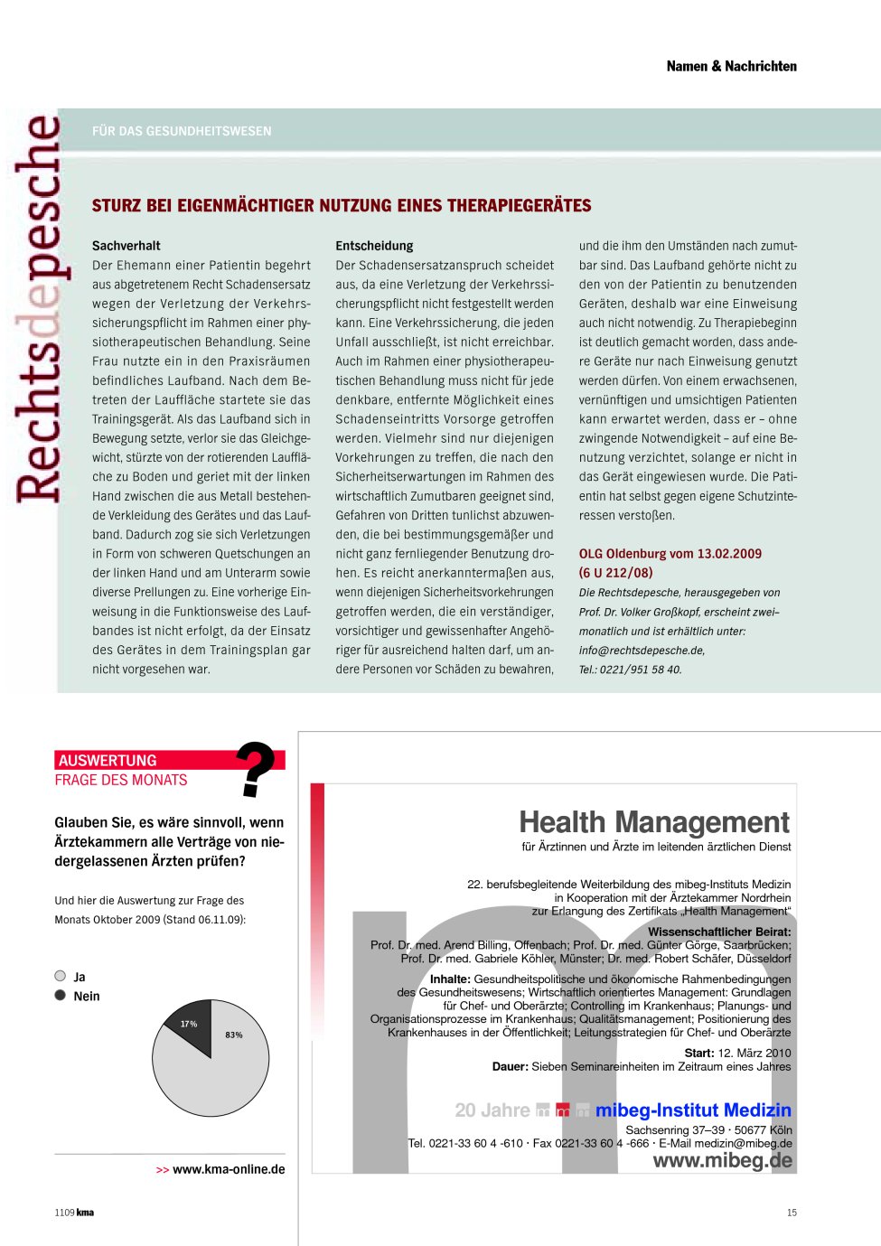Vorschauseite 1: Sturz bei eigenmächtiger Nutzung eines Therapiegerätes